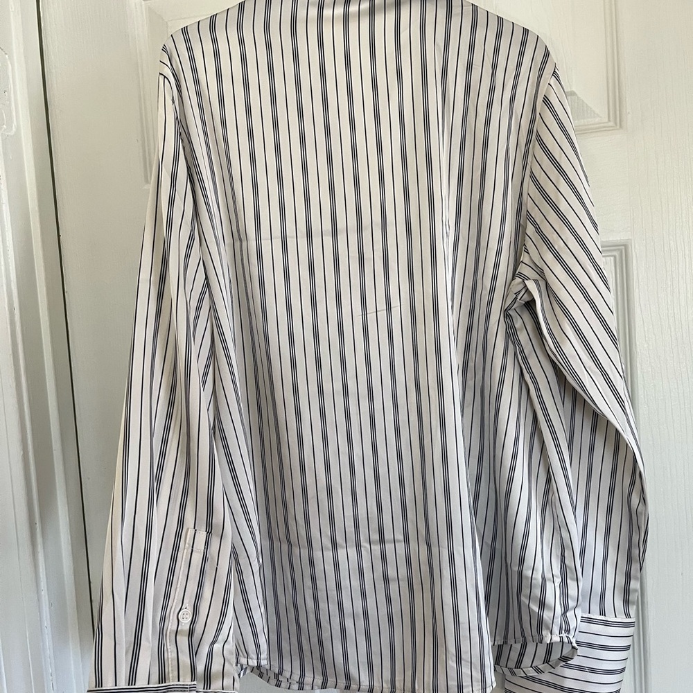 H&M Black and White Striped Shirt neutral casual satin - Picture 5 of 8